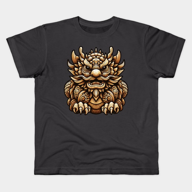 Wood Dragon 17 Kids T-Shirt by Houerd